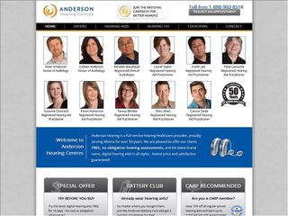 Web site www.andersonhearing.com, Anderson Hearing & Audiology