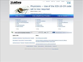 Web site www.labcorp.com, Laboratory Corp Of America